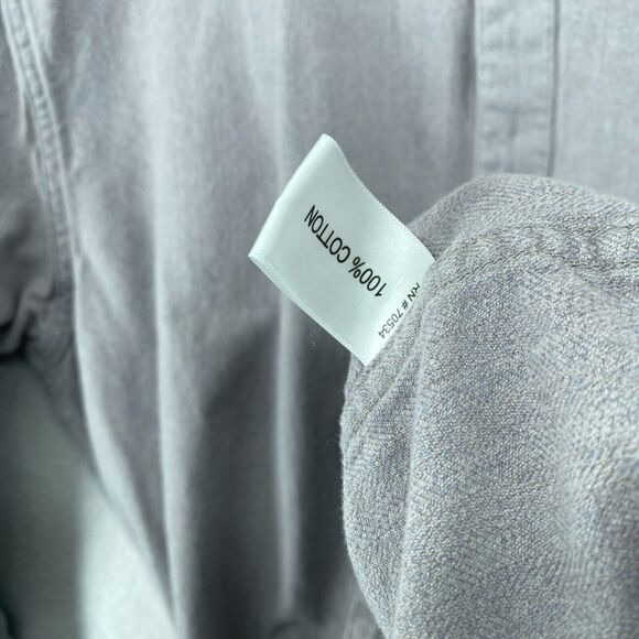 ORVIS Shirt Mens M Flannel Button Up Mandarin Collar Long Sleeve Gray Cotton - Picture 9 of 13